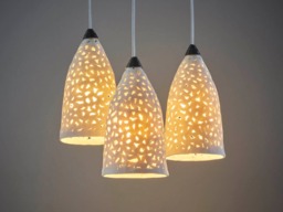 Lighting. 3 Porcelain Pendant Lights. Chandelier Lighting. Ceiling Hanging Lamps. Kitchen Ceramic Lights
