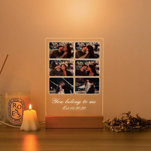 Custom Memorial Photo Night Light Plaque, Personalized Picture & Text Beside Lamp, Sweet Anniversary Gift For Her Him, Home/Bedroom Decor - image 1