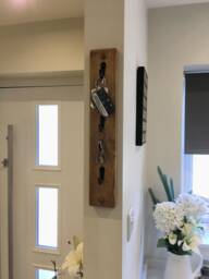 Handmade Oak Waxed Key Rail Slim Vertical Design With Hooks