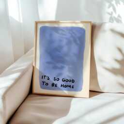 It's So Good To Be Home Unframed Print - Cute Posters Hand Drawn Art Living Room Decor Housewarming Gifts Blue Prints - thumbnail 2