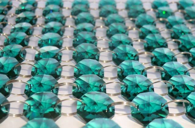 14mm Octagon Peacock Green Chandelier Patina Blue Crystals Droplets Lamp Light Parts Beads Christmas Tree Wedding Decorations Garland Prisms - image 1