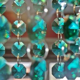 14mm Octagon Peacock Green Chandelier Patina Blue Crystals Droplets Lamp Light Parts Beads Christmas Tree Wedding Decorations Garland Prisms - thumbnail 4