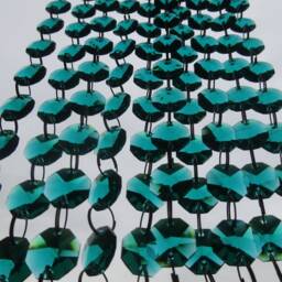 14mm Octagon Peacock Green Chandelier Patina Blue Crystals Droplets Lamp Light Parts Beads Christmas Tree Wedding Decorations Garland Prisms - thumbnail 2