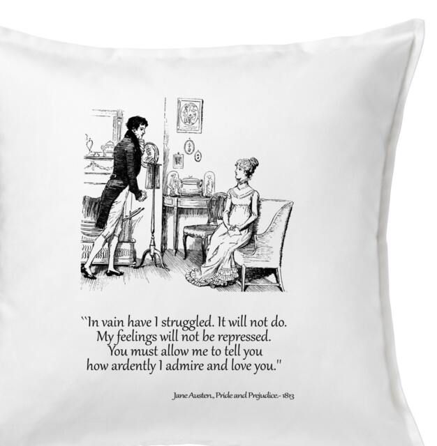 Cushion Cover, Pride & Prejudice Quote. Cushion Cover. Jane Austen. Pillow Cover, Trow - image 1
