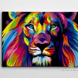 Abstract Lion Canvas Art Wall Print Picture Framed Animal Decor -D403 - thumbnail 2