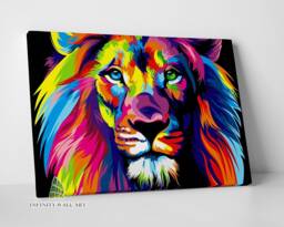 Abstract Lion Canvas Art Wall Print Picture Framed Animal Decor -D403 - thumbnail 1