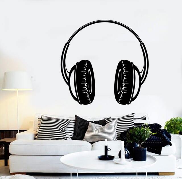 Wall Vinyl Music Headphones Earphone Song Guaranteed Quality Decal Mural Art 1583Dz - image 1