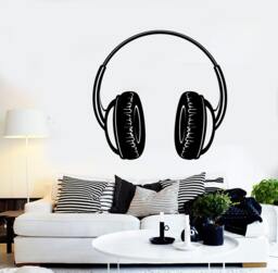 Wall Vinyl Music Headphones Earphone Song Guaranteed Quality Decal Mural Art 1583Dz - thumbnail 1