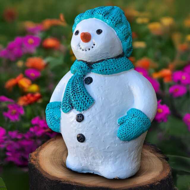 Concrete Christmas Sculpture Outdoor Holiday Decor Stone Ornament Front Door Figurine Snowman Lover Gift Yard Art Handmade Snowman - image 1