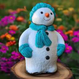 Concrete Christmas Sculpture Outdoor Holiday Decor Stone Ornament Front Door Figurine Snowman Lover Gift Yard Art Handmade Snowman - thumbnail 4