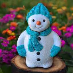 Concrete Christmas Sculpture Outdoor Holiday Decor Stone Ornament Front Door Figurine Snowman Lover Gift Yard Art Handmade Snowman - thumbnail 2