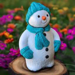 Concrete Christmas Sculpture Outdoor Holiday Decor Stone Ornament Front Door Figurine Snowman Lover Gift Yard Art Handmade Snowman - thumbnail 3