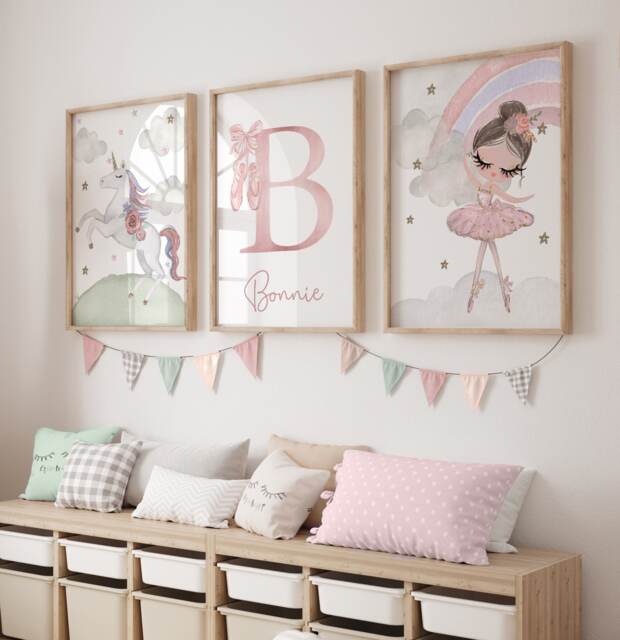 Girls Bedroom Prints, Girls Room Decor, Girls Wall Art, Unicorn Prints, Ballerina Prints, Nursery, Girl Birthday, Dance, Unicorn Decor, Pink Decor - image 1