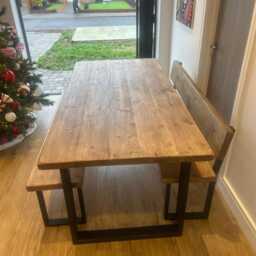 Rustic Reclaimed Dining Table & Bench Set - thumbnail 4