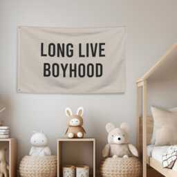 Long Live Boyhood Banner Flag, Boys Bedroom Decor, Room Wall Nursery Sign, Playroom Camp Fabric - thumbnail 2