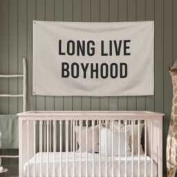 Long Live Boyhood Banner Flag, Boys Bedroom Decor, Room Wall Nursery Sign, Playroom Camp Fabric - thumbnail 4