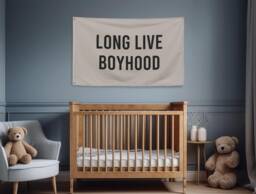 Long Live Boyhood Banner Flag, Boys Bedroom Decor, Room Wall Nursery Sign, Playroom Camp Fabric