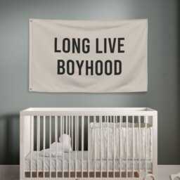 Long Live Boyhood Banner Flag, Boys Bedroom Decor, Room Wall Nursery Sign, Playroom Camp Fabric - thumbnail 3