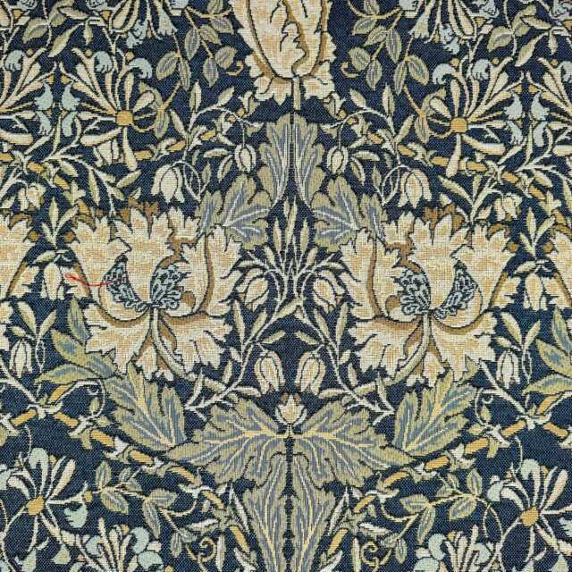 Custom Made William Morris Honeysuckle Navy Blackout/Lining Curtains 3 - image 1