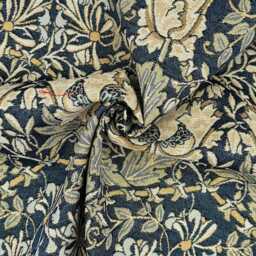 Custom Made William Morris Honeysuckle Navy Blackout/Lining Curtains 3 - thumbnail 3