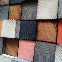 Reclaimed Wood Wall Art - Abstract Mosaic, Grey Orange Decor - thumbnail 3