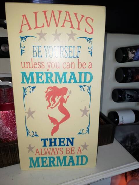 Always Be Yourself Unless You Can A Mermaid Sign Large Wood Wall Hanging Girls Bedroom Decor Nursery - image 1
