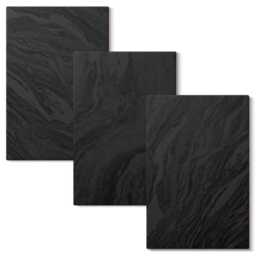 Canvas Wall Art Set Of 3 - Dark Marble Elegant Textures in A Glamorous Style, Black Photo Print, Natural Decor