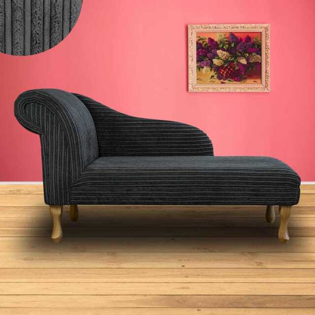 Charcoal Jumbo Cord Chaise Longue - Indoor Sofa Lounger Handmade in Britain - image 1