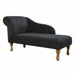 Charcoal Jumbo Cord Chaise Longue - Indoor Sofa Lounger Handmade in Britain - thumbnail 2