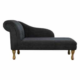 Charcoal Jumbo Cord Chaise Longue - Indoor Sofa Lounger Handmade in Britain - thumbnail 3