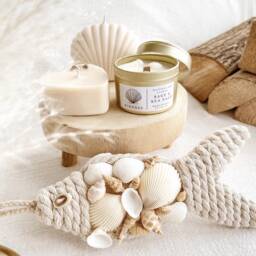 Beach Theme Candle Gift Hamper - Self Care Box Birthday For Friend Seashell Candles Handmade Soy - thumbnail 3