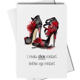 I Make Shoe Contact Before Eye Art Print Or Greetings Card, Dressing Room Decor, Card For Lover, Fashion Print, Shoes With Rose - thumbnail 2