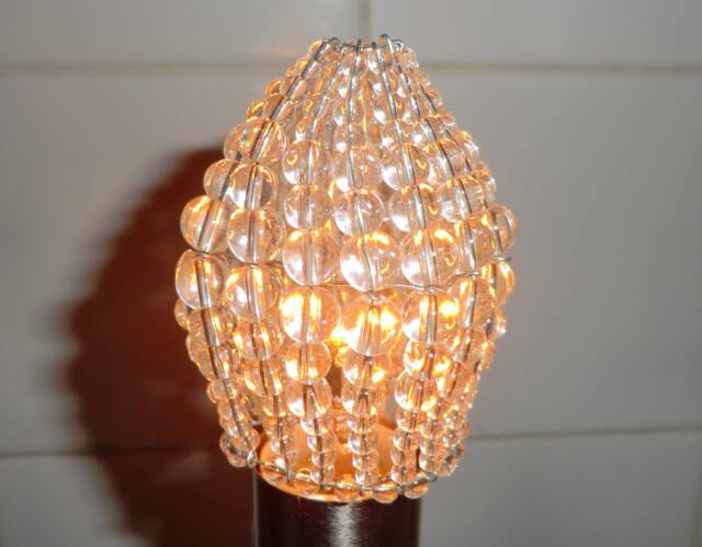 Chandelier Inspired Moroccan Glass Bead Light Bulb Candle Cover Sleeve Pendant Lamp Better Than Shade Clear Crystals Drops - image 1
