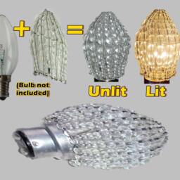 Chandelier Inspired Moroccan Glass Bead Light Bulb Candle Cover Sleeve Pendant Lamp Better Than Shade Clear Crystals Drops - thumbnail 3