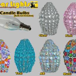 Chandelier Inspired Moroccan Glass Bead Light Bulb Candle Cover Sleeve Pendant Lamp Better Than Shade Clear Crystals Drops - thumbnail 4