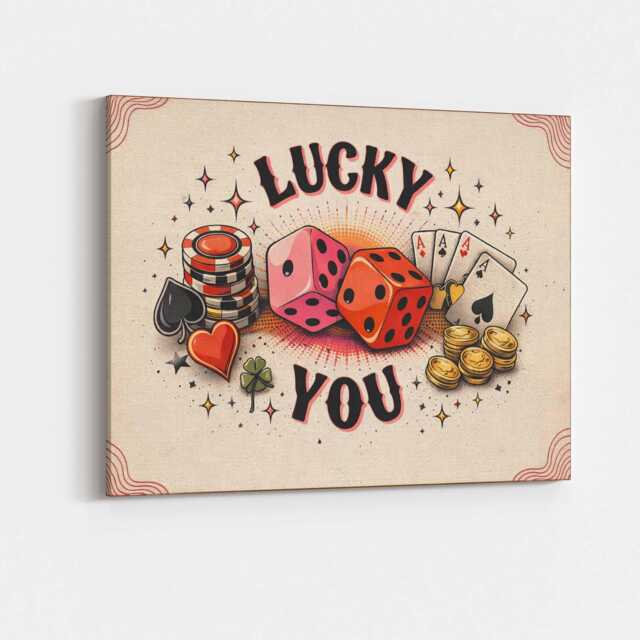 Lucky You Dice Canvas Wall Art Fun Playful Bold Pop Modern Statement Bedroom Living Room Office Colourful Casino Decor Print Cool Gift - image 1