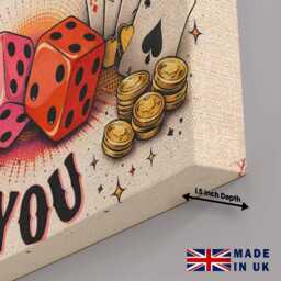 Lucky You Dice Canvas Wall Art Fun Playful Bold Pop Modern Statement Bedroom Living Room Office Colourful Casino Decor Print Cool Gift - thumbnail 2