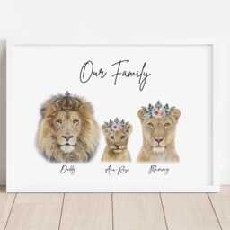 Personalised Lion Family Print Up To 8 Members Unframed - thumbnail 2