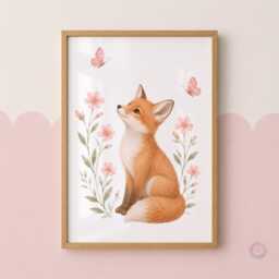 Pink Woodland Nursery Prints - Girls Personalised Print Set Of 3, Animal Bedroom Wall Art - thumbnail 3