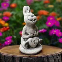 Concrete Easter Bunny Statue Stone Rabbit Sculpture Cement Garden Hare Figurine Outdoor Yard Decor Lover Gift Holiday Ornament - thumbnail 2