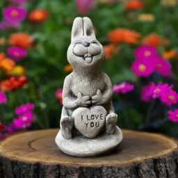 Concrete Easter Bunny Statue Stone Rabbit Sculpture Cement Garden Hare Figurine Outdoor Yard Decor Lover Gift Holiday Ornament - thumbnail 1