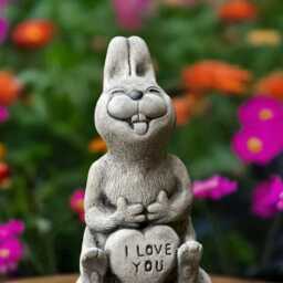 Concrete Easter Bunny Statue Stone Rabbit Sculpture Cement Garden Hare Figurine Outdoor Yard Decor Lover Gift Holiday Ornament - thumbnail 3