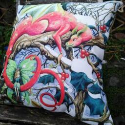 Snow Dragon & His Fairy Cushion Cover Scatter Pagan Wiccan Home Decor Sofa Chair Got Christmas - thumbnail 3