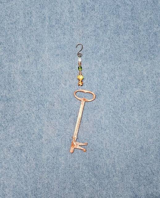 Key Metal Wall Art, Yard Skeleton Key Decor, Sun Catcher Window Beads, Housewarming Gift, Hanging, Gift For Home M25 - image 1