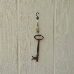 Key Metal Wall Art, Yard Skeleton Key Decor, Sun Catcher Window Beads, Housewarming Gift, Hanging, Gift For Home M25 - thumbnail 2