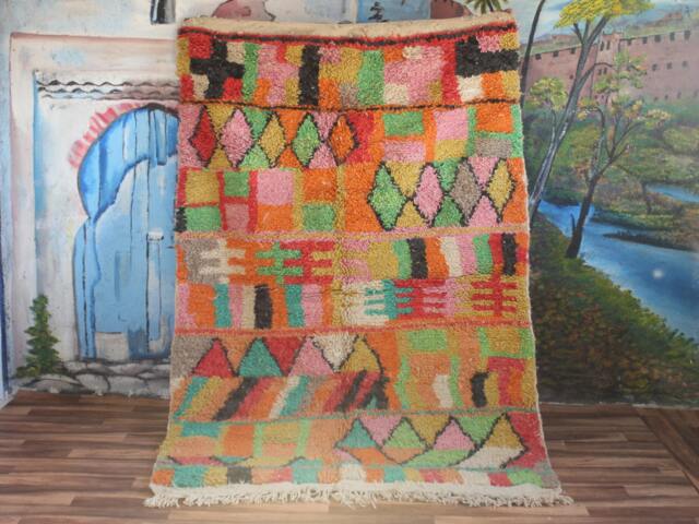 Colorful Moroccan Rug, Custom Fabulous Boujad Abstract Multicolored Carpet, Handmade Bohemian Rug - image 1