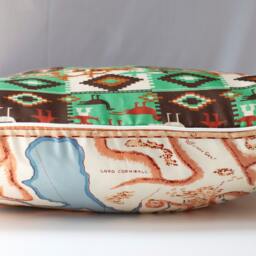 Vintage Scarf Pillow Cover Maryland Map & Native American Design - thumbnail 4