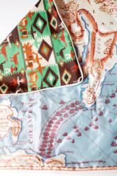 Vintage Scarf Pillow Cover Maryland Map & Native American Design - thumbnail 1