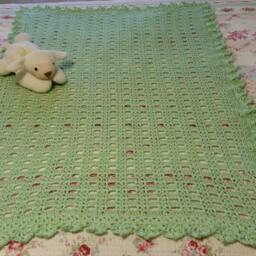 Crocheted Seafoam Green Baby Blanket - thumbnail 4