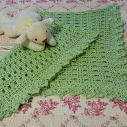 Crocheted Seafoam Green Baby Blanket - thumbnail 2